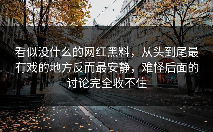看似没什么的网红黑料，从头到尾最有戏的地方反而最安静，难怪后面的讨论完全收不住