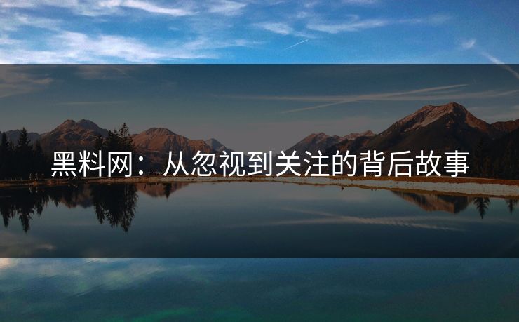 黑料网：从忽视到关注的背后故事