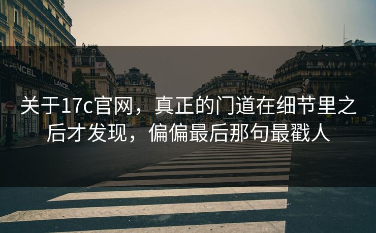 关于17c官网，真正的门道在细节里之后才发现，偏偏最后那句最戳人