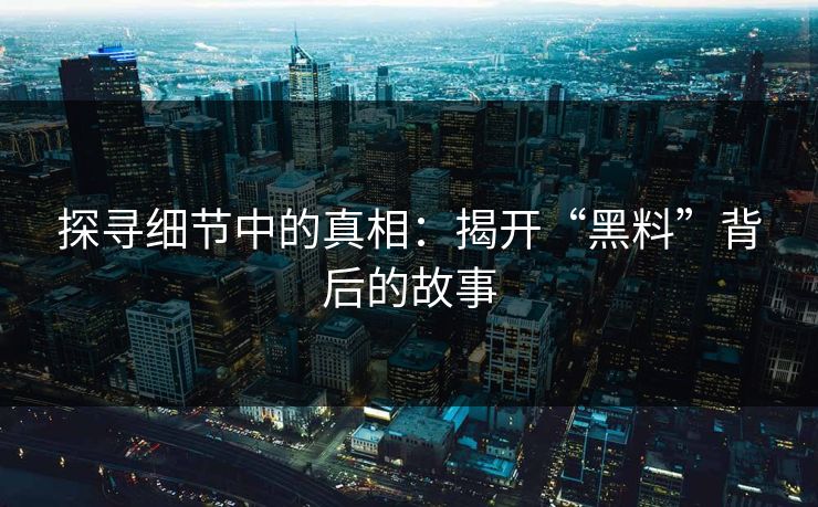 探寻细节中的真相：揭开“黑料”背后的故事